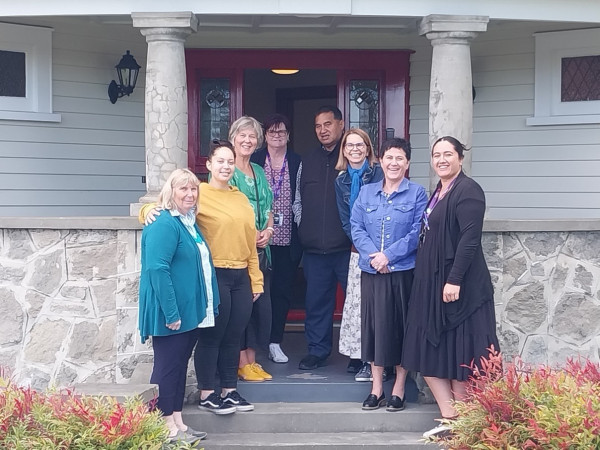 From left to right - Wendy Allen (Clinical Leader), Iaesha Puata (Health Worker), Vicki Lidington (Clinical Leader), Carla Pegg (Health Worker), Tiwana Aranui (Pou Ahurea, Te Whatu Ora Hawke’s Bay), Vicky Van der Meulen (Plunket Nurse), Debs Higgins (Clinical Services Manager) and Chivon Pohe (Kaiāwhina)