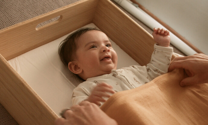 Close up of baby in Manuka Baby bamboo bed
