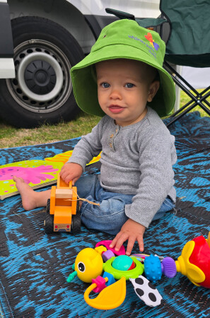 Rowan (12 months) enjoying the Plunket play area at Polyfest Rowan (12 months) enjoying the Plunket play area at Polyfest
