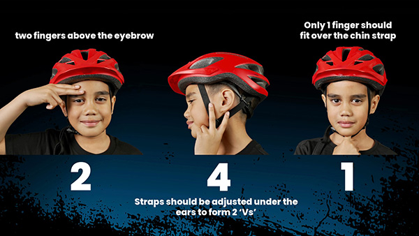 The 2-4-1 rule for helmet safety - image courtesy of Safekids Aotearoa